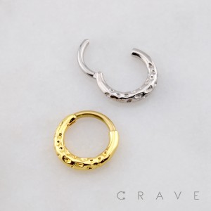 HAMMERED RIM TEXTURE 316L SURGICAL STEEL SEPTUM HINGED SEGMENT RING